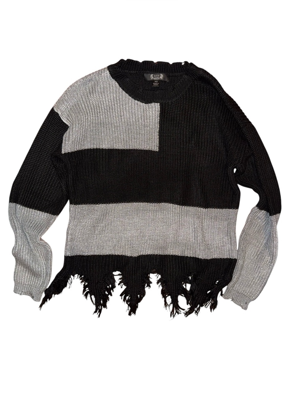 AZI distressed sweater XS excellent pre owned condition
